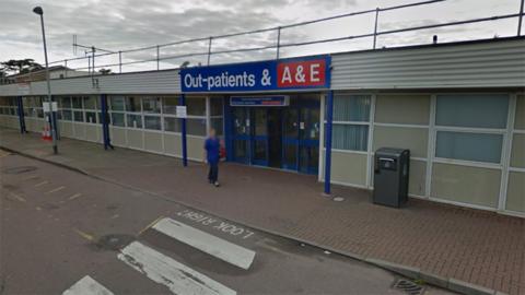 Exterior of Kettering General Hospital A&E entrance