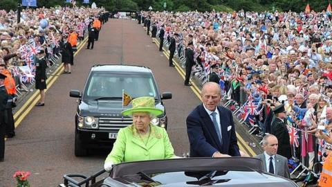 Thousands crowded into the grounds of Stormont to see the Royal couple in 2012