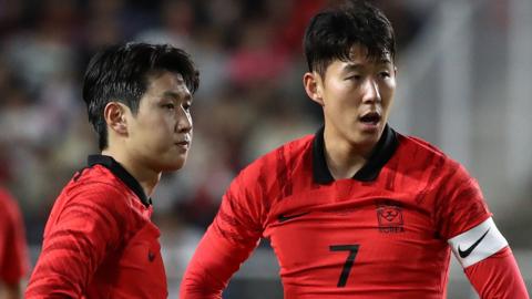 Son Heung-min and Lee Kang-in of South Korea