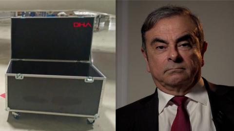 Composite image of a box and Carlos Ghosn