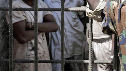 Prisoners at Mogadishu Central Prison in Somalia - archive shot