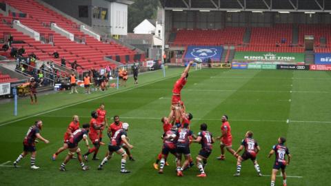 Saracens, who will be in the Championship next season, provided Ashton Gate's first behind-closed-doors opposition