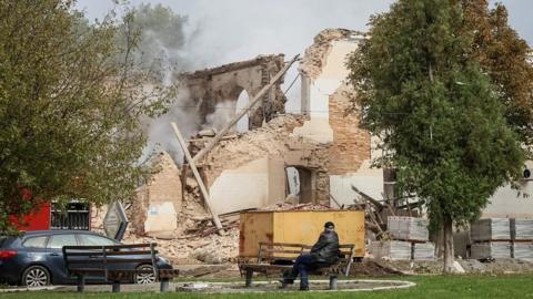 Building heavily damaged by Iran-made "kamikaze drone" strike