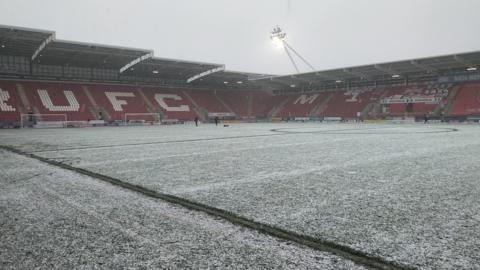 Cardiff staff pic of the frozen pitch