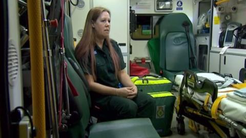An ambulance crew member recalls being sexually assaulted while she was treating an intoxicated man.