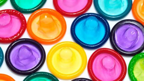 Colourful condoms