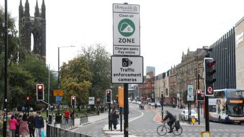 Clean Air Zone sign in Newcastle City Centre