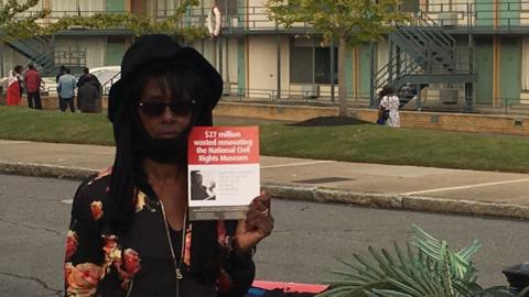 Jacqueline Smith pictured outside the Lorraine Motel in late 2017