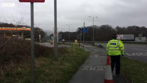Police closed the route between the M4 and Fabian Way