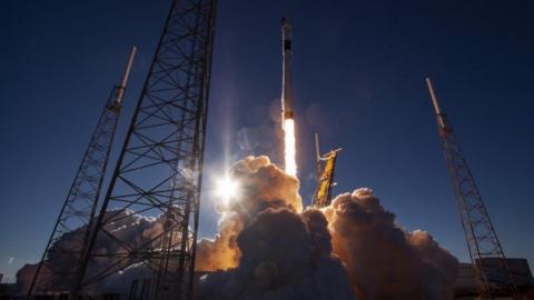 Falcon 9 rocket at lift-off