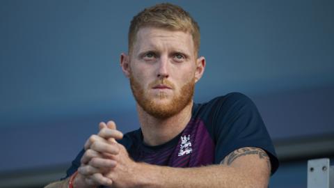 England all-rounder Ben Stokes looks on from a balcony