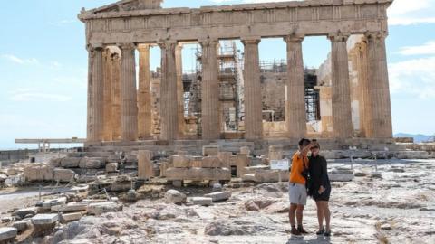 Tourists in Greece