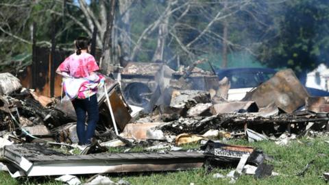 A view of the damage after heavy rain and devastating floods in Waverly, Tennessee