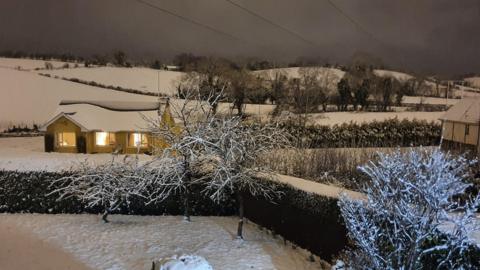 Snow covered fields in Omagh