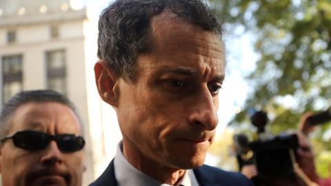 Former congressman Anthony Weiner arrives at a New York courthouse for his sentencing, 25 September 2017