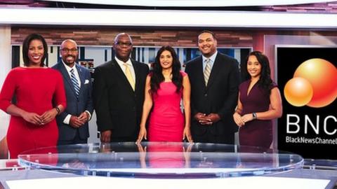 Black News Channel weekday presenters in their Tallahassee studio