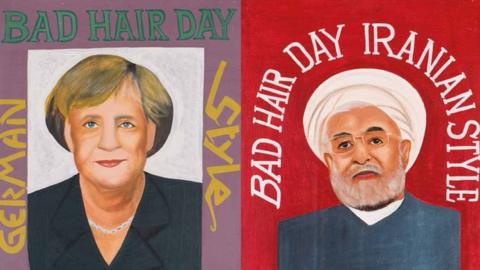 A collage of four world leader portraits