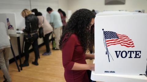 A polling station at West Los Angeles College