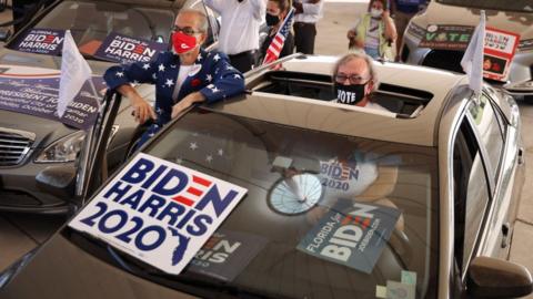 Supporters of Joe Biden at a Florida rally