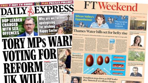 Daily Express and FT front page side-by-side
