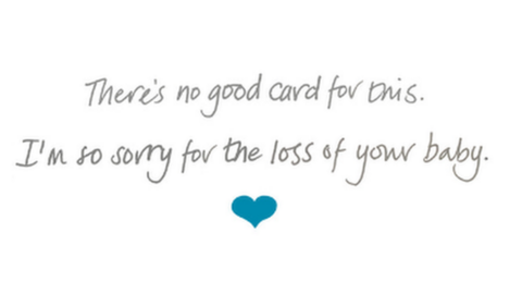 Image of the card saying "sorry for the loss of your baby"