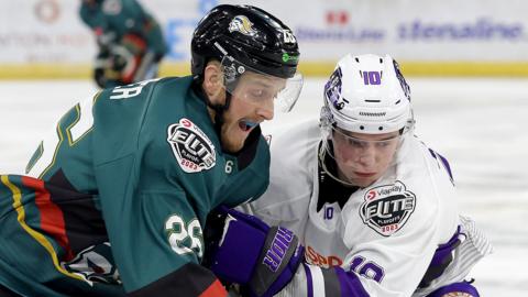 Action from Belfast Giants v Glasgow Clan at the SSE Arena