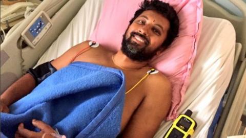 Abhilash Tomy at a medical facility