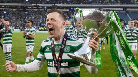 Celtic captain Callum McGregor with the Viaplay Cup
