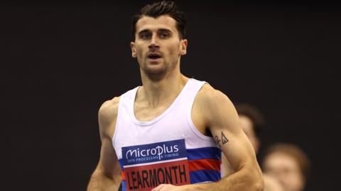 Guy Learmonth competing in the 800m at the British Indoor Championships
