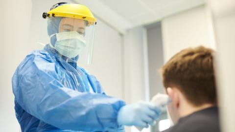 A coronavirus test being carried out