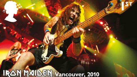 A guitarist from Iron Maiden playing on stage