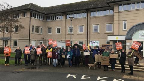 Campaigners outside Allerdale House