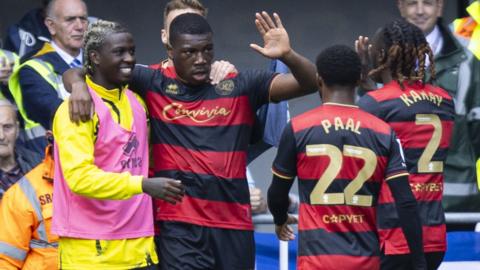 Sinclair Armstrong celebrates his goal