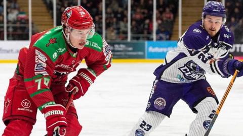 Cardiff Devils' Ryan Barrow in action against Glasgow Clan