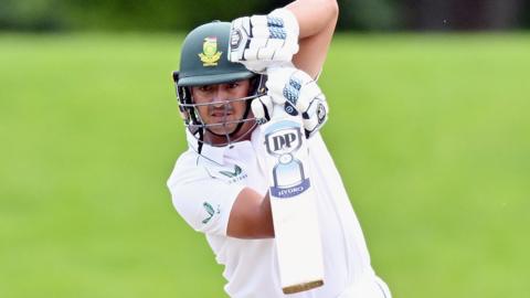 Zubayr Hamza batting for South Africa