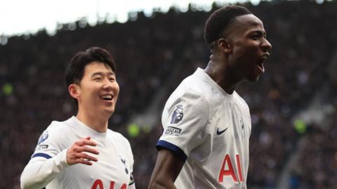 Son Heung-min and Pape Sarr celebrate goal