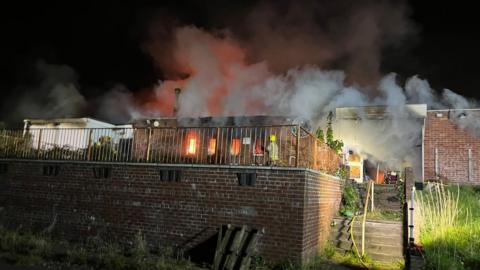 Fire at a former social club in Inkersall