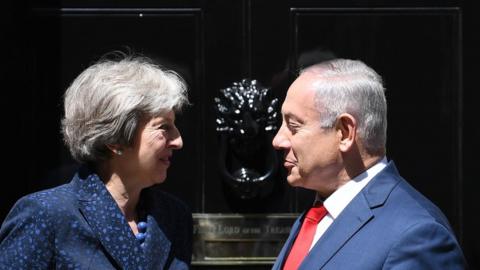 May and Netanyahu outside Number 10