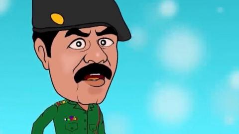 Cartoon of Saddam Hussein