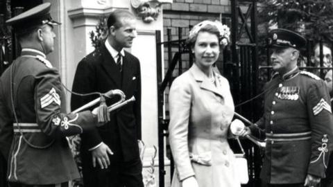 The Queen and Prince Philip visiting the island in 1955