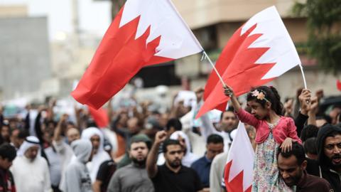 File photo showing anti-government protest in Sanabis, Bahrain (17 March 2017)