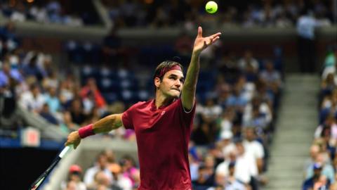 Roger Federer in action at the US Open