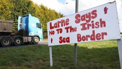 Larne Says No to Irish Sea border sign