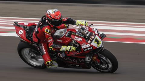 Alvaro Bautista during a practice session in Indonesia