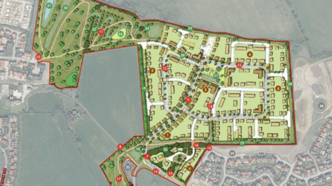 A map showing the proposed development