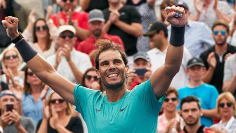 Rafael Nadal celebrates winning