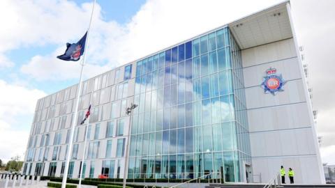 Frontal shot of Greater Manchester Police HQ.