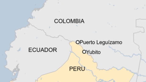 A map of Colombia and Peru