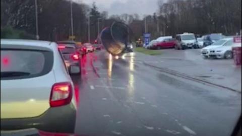 A trampoline was blown down the road in Culloden