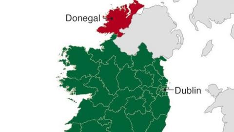 Map showing how the 40 constituencies voted in the Ireland abortion referendum